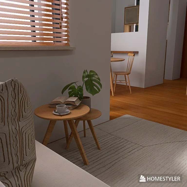 アートを床に立てかけてコンセントを隠した3Dパース