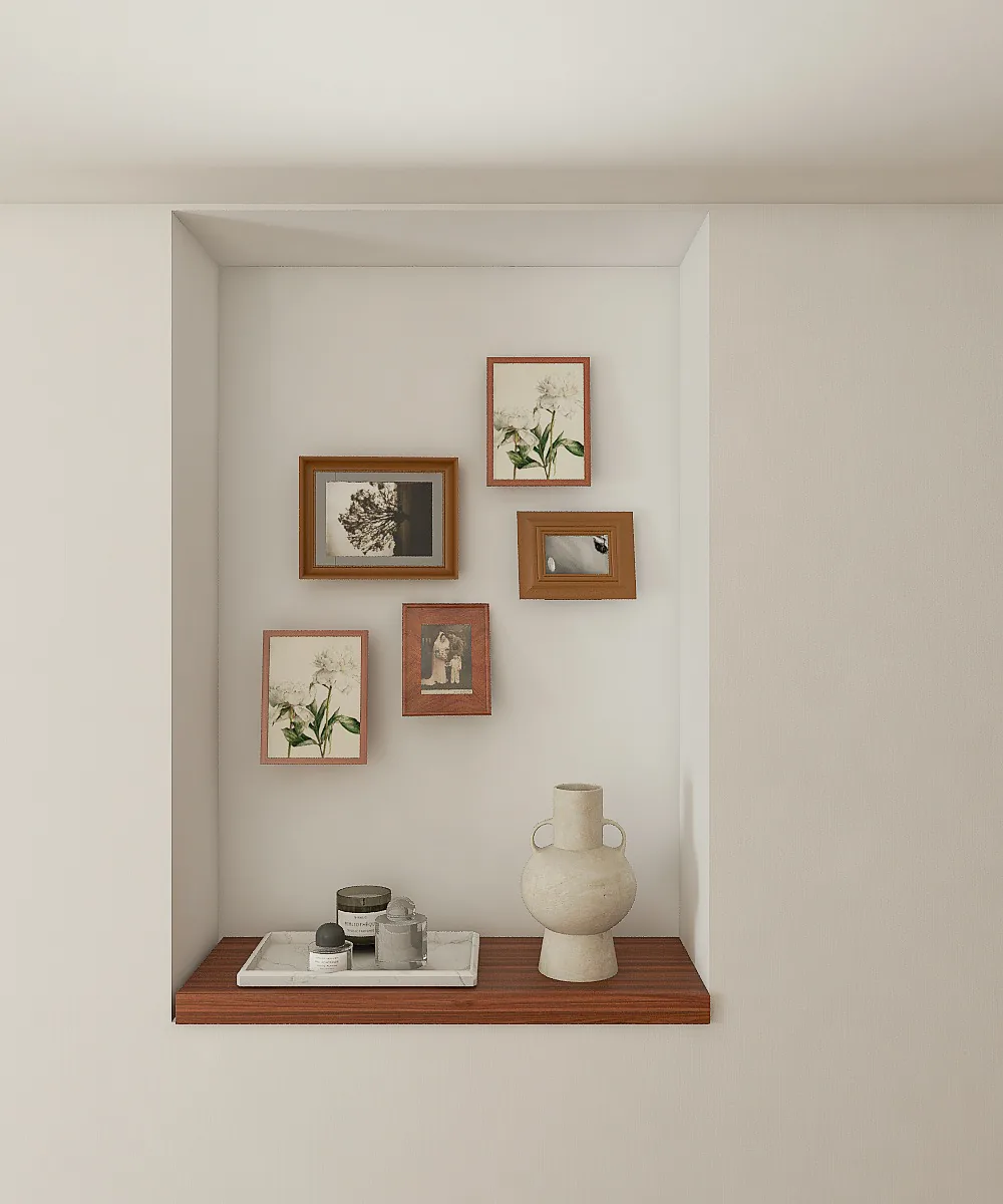 壁のニッチに写真を飾った3Dパース